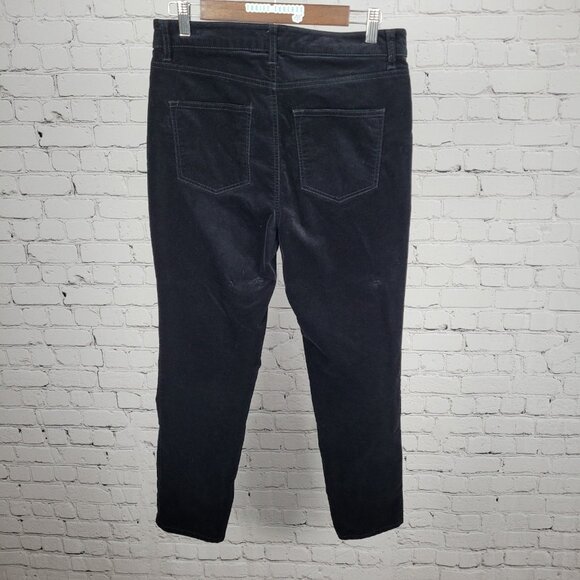 Talbots Black Velveteen Cotton Stretch Straight Leg High Rise Pants 10P (31x29) - Picture 2 of 13